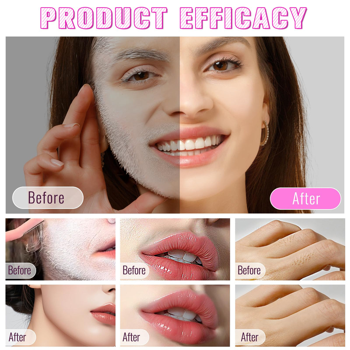 Side by side view of the USA imported skin body hair identifying spray kit components.