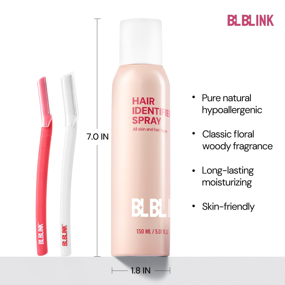 BLBLINK aluminum spray cans showing detailed product instructions and ingredient listings