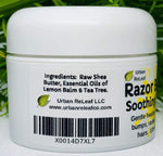 Concentrated texture of Urban ReLeaf razor bump ointment melting on skin