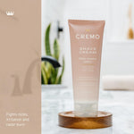 Back label of Cremo women's moisturizing shave cream with directions