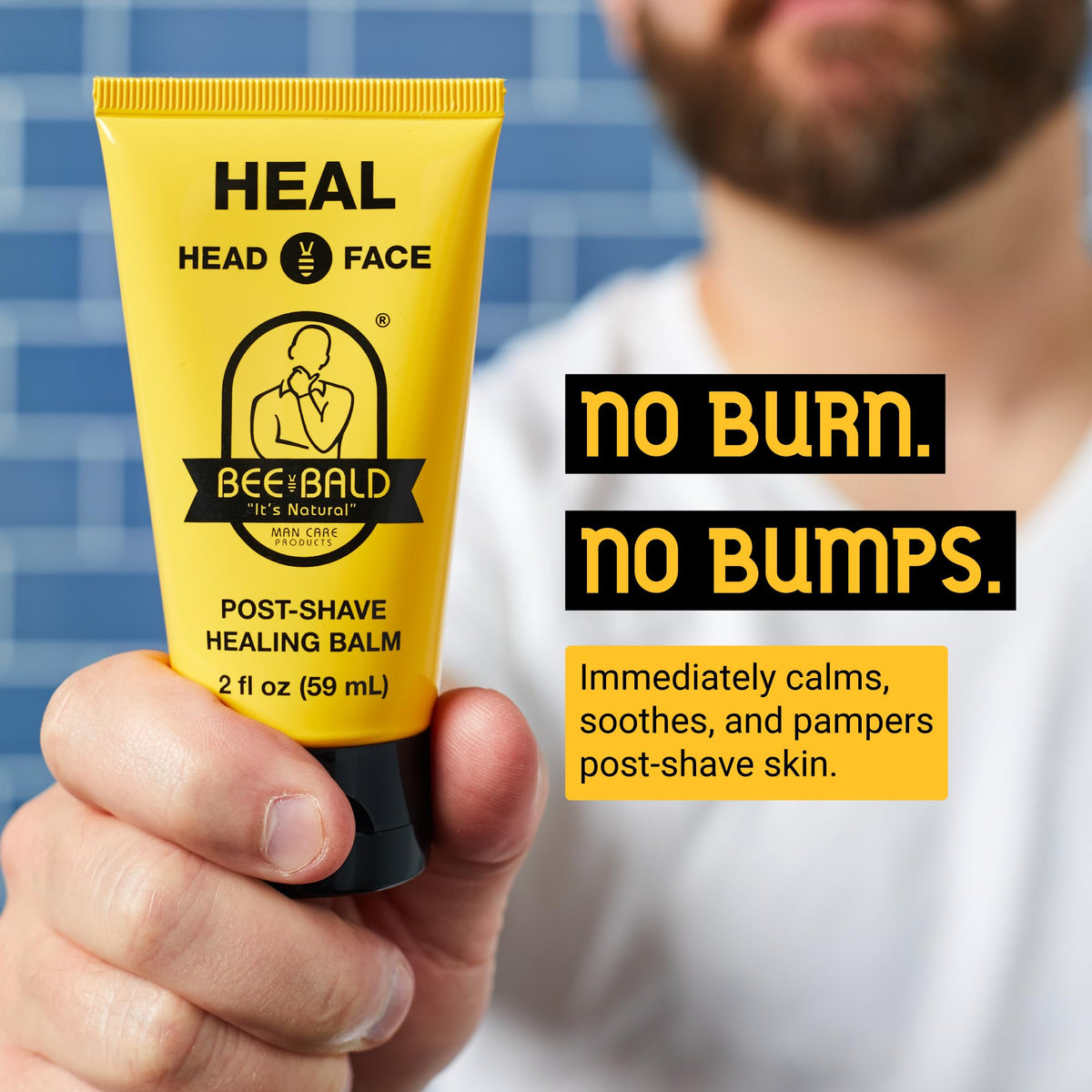 Bee Bald aftershave balm for men showing the premium texture and natural honey ingredients.