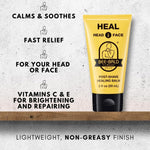 Post shave balm for bald heads and face showing the back label and usage directions.