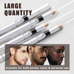 Noerrors white barber chalk pencils demonstrating hair design and razor tracing outlines on skin