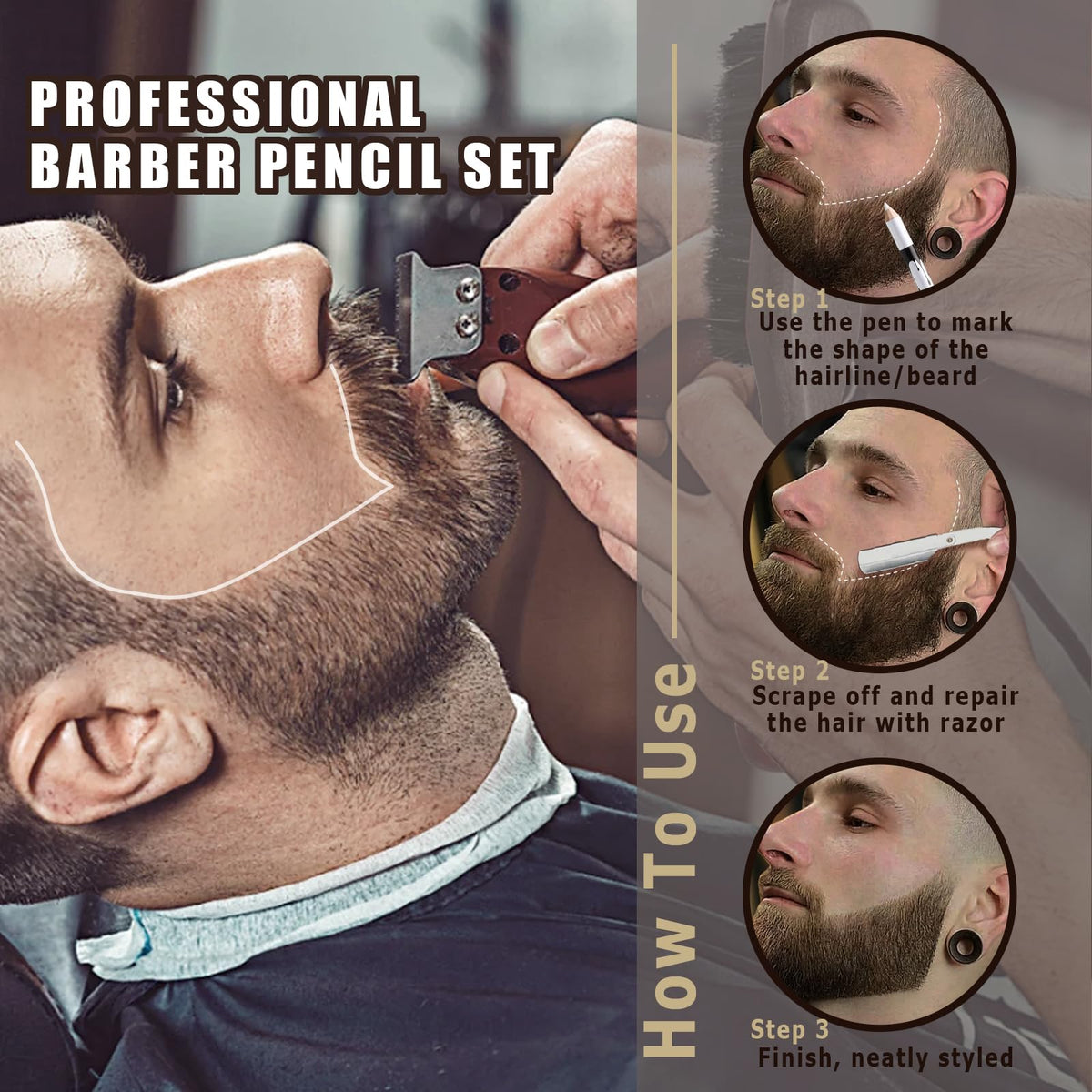Full retail packaging of the authentic USA imported Noerrors twelve count barber lineup kit