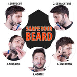 MIKEBE clear plastic beard shaper showing step cut edge options for grooming variety