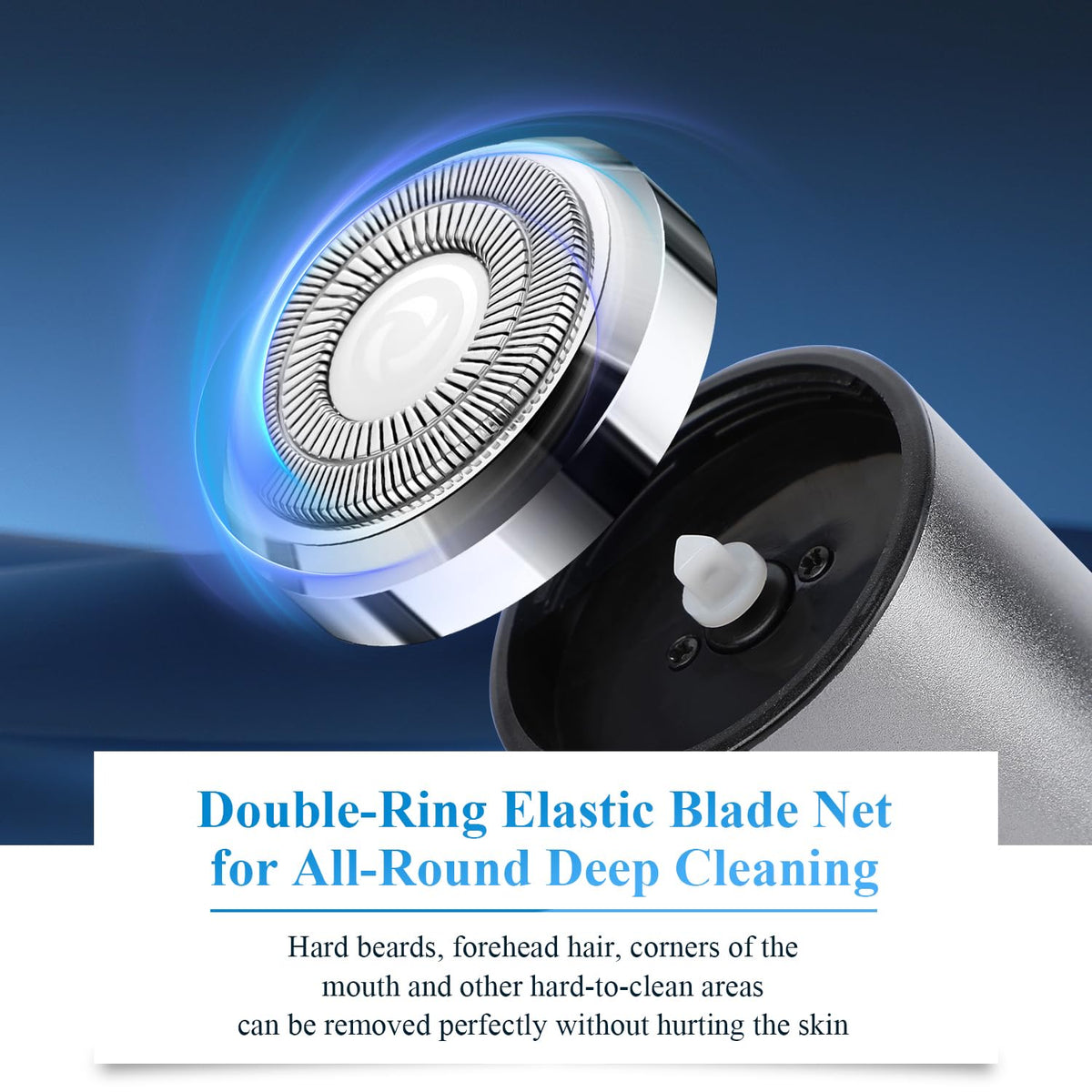 Denir Bonee shaver showing rotary blade head detail