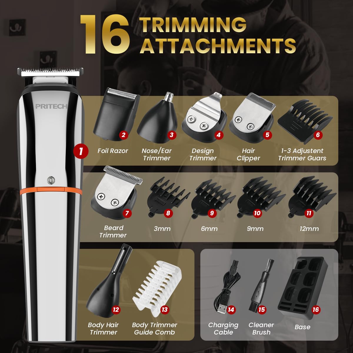 Pritech waterproof electric shaver in use