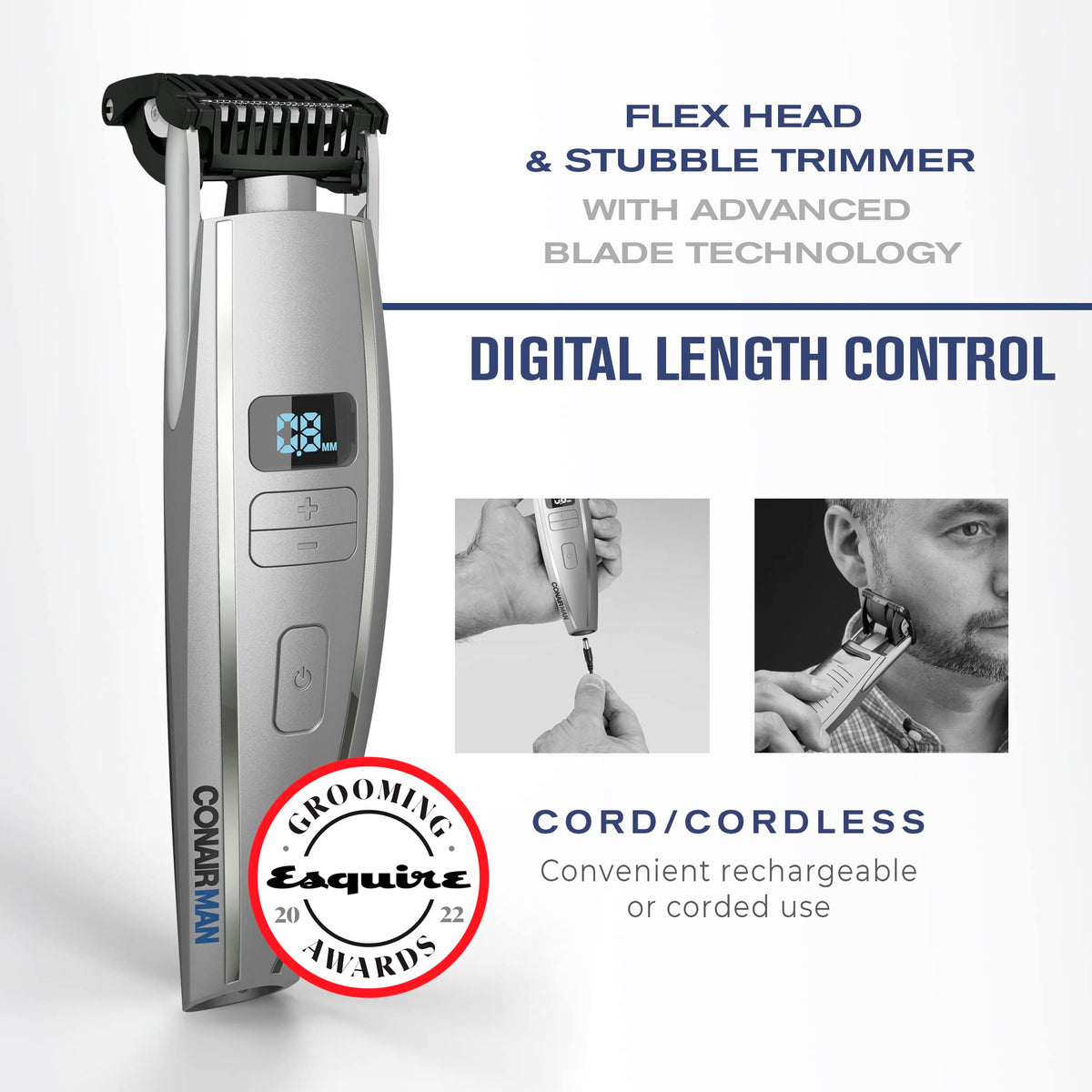 Conairman trimmer flexing head detail