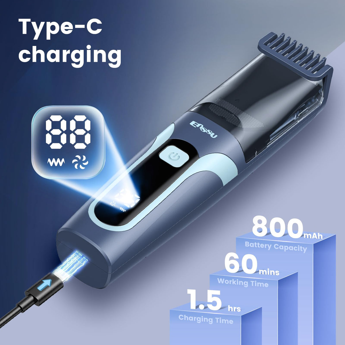 Enssu beard trimmer showing Type-C charging port