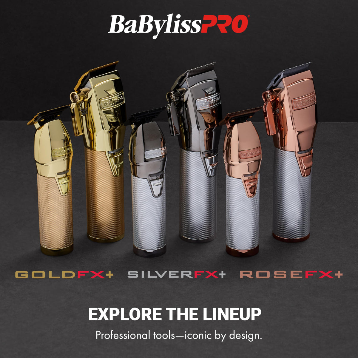 BaBylissPRO FX+ gold trimmer held in professional hand