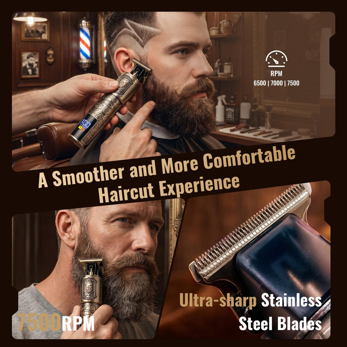 Ufree metal body electric shaver showing LCD battery display
