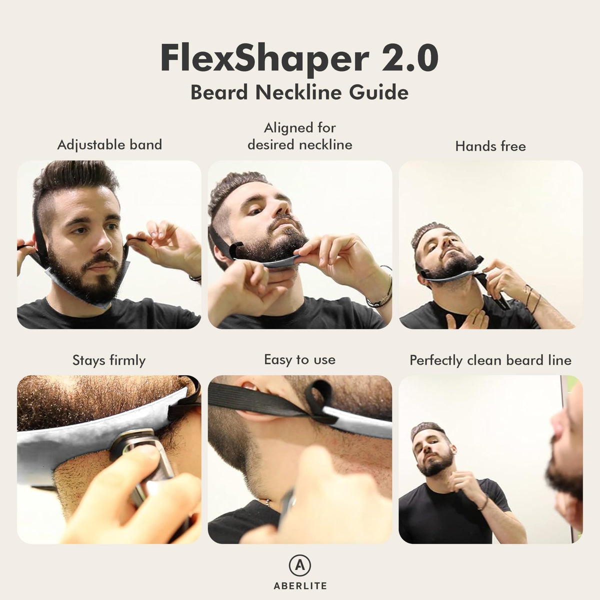 Adjustable elastic headband for Aberlite FlexShaper grooming tool