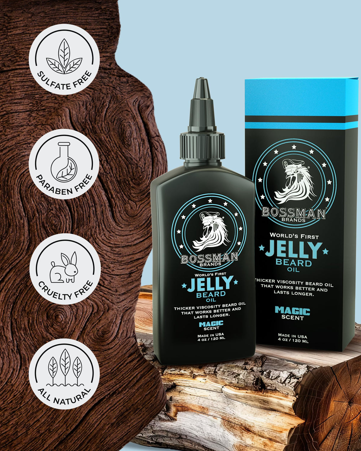 Authentic imported American beard softening jelly for itchy facial hair relief