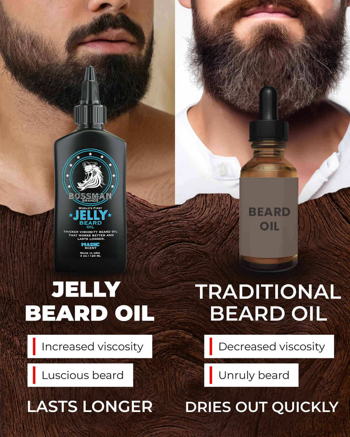 Premium sandalwood and vanilla scented beard oil for taming coarse hair