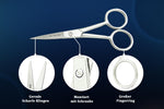 SMI high carbon eyebrow scissors highlighting the ergonomic finger loops