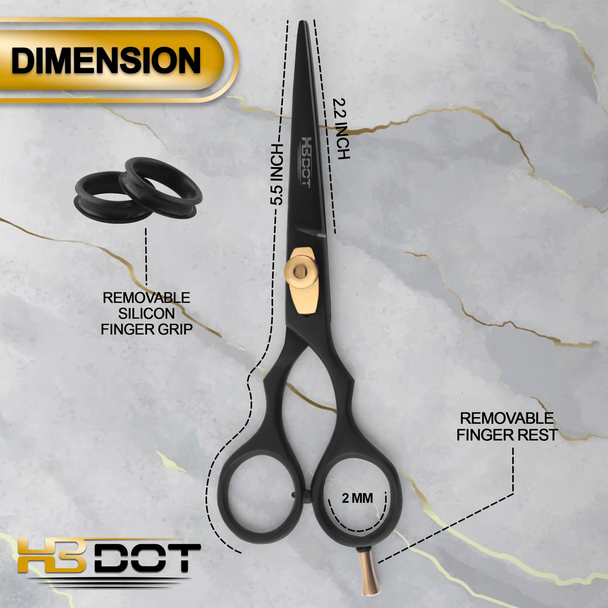 HB DOT men's grooming kit including five point five inch scissors and mustache comb