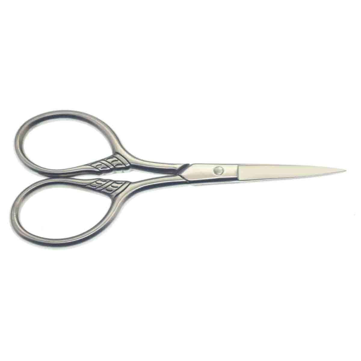 Yutoner mustache trimming shear close up view highlighting the sharp silver blades