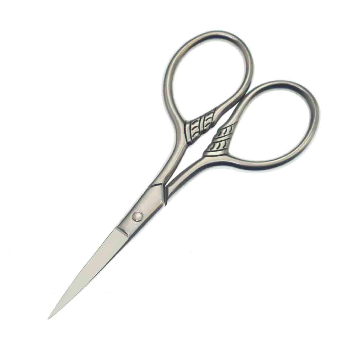 Yutoner stainless steel beard scissors showing the engraved handle design for secure grip