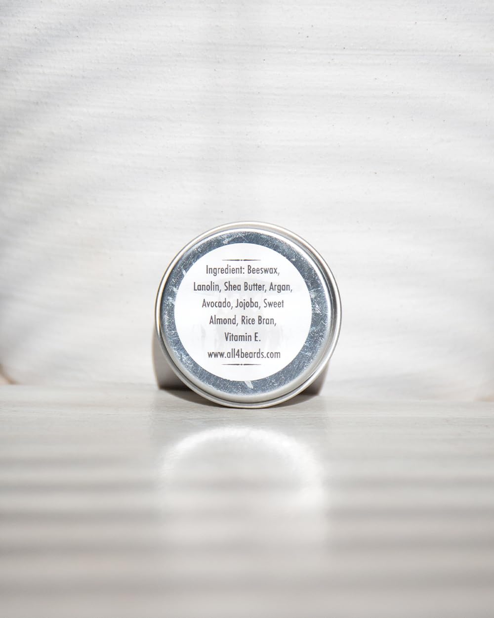 Barbudo Mustache Wax tin showing spearmint eucalyptus and vanilla variant