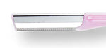 Detailed view of the anti slip plastic handle of the WOIWO dermaplaning tool for precise grooming control.