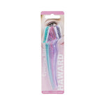 Purple dermaplaning razor for women showing ergonomic textured handle grip