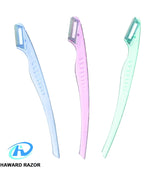 Portable women facial razors in pink purple and blue lifestyle view