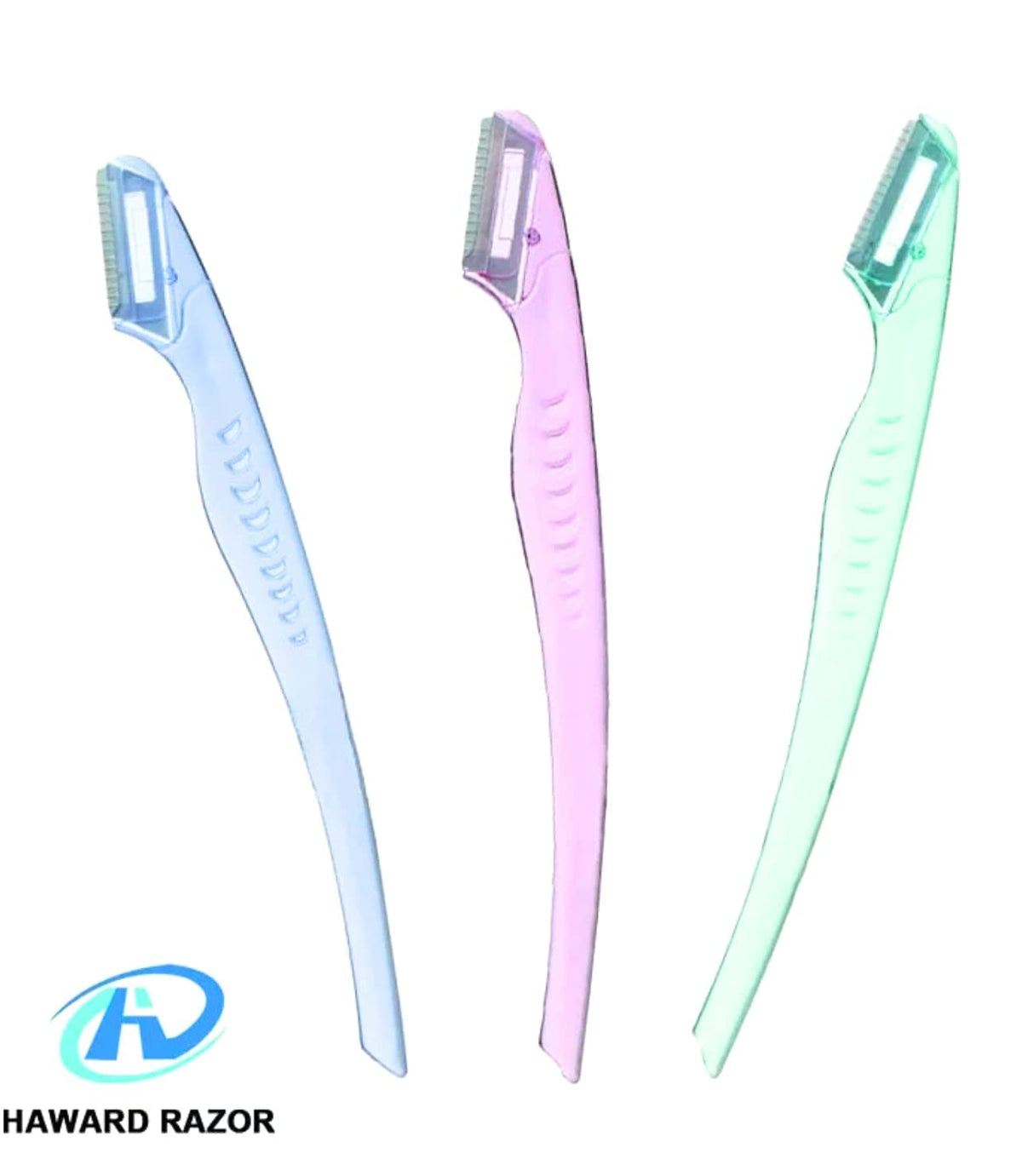 Portable women facial razors in pink purple and blue lifestyle view