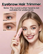 Interchangeable eyebrow trimmer head and face shaver attachments separated from the device