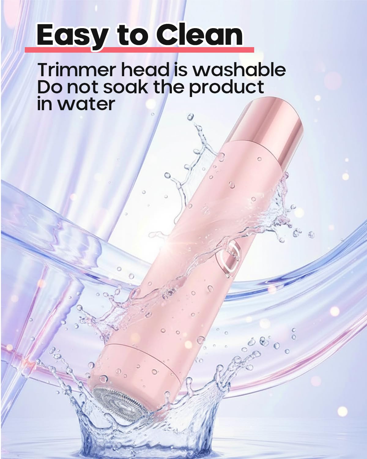 Water-resistant stainless steel trimmer head being rinsed under a tap