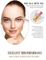 Side profile of the portable compact lipstick-style facial hair remover highlighting the premium metallic finish.