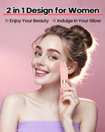 Demonstration of the painless facial epilator smoothing hair on the upper lip area