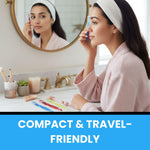 Personna disposable eyebrow trimmer held at an angle to display the ergonomic non-slip handle design.