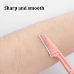Miss Bella Curved Eye Brow Trimmer folded compactly demonstrating its portable travel design.