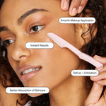 No Mo-Stache travel-friendly facial hair removal tool folded into its compact protective handle.