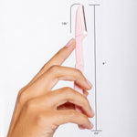 Three pack collection of No Mo-Stache exfoliating dermaplaning razors displayed with the included storage pouch.