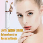 Compact lipstick sized CaoXiong facial hair remover pen for women next to a cosmetic pouch