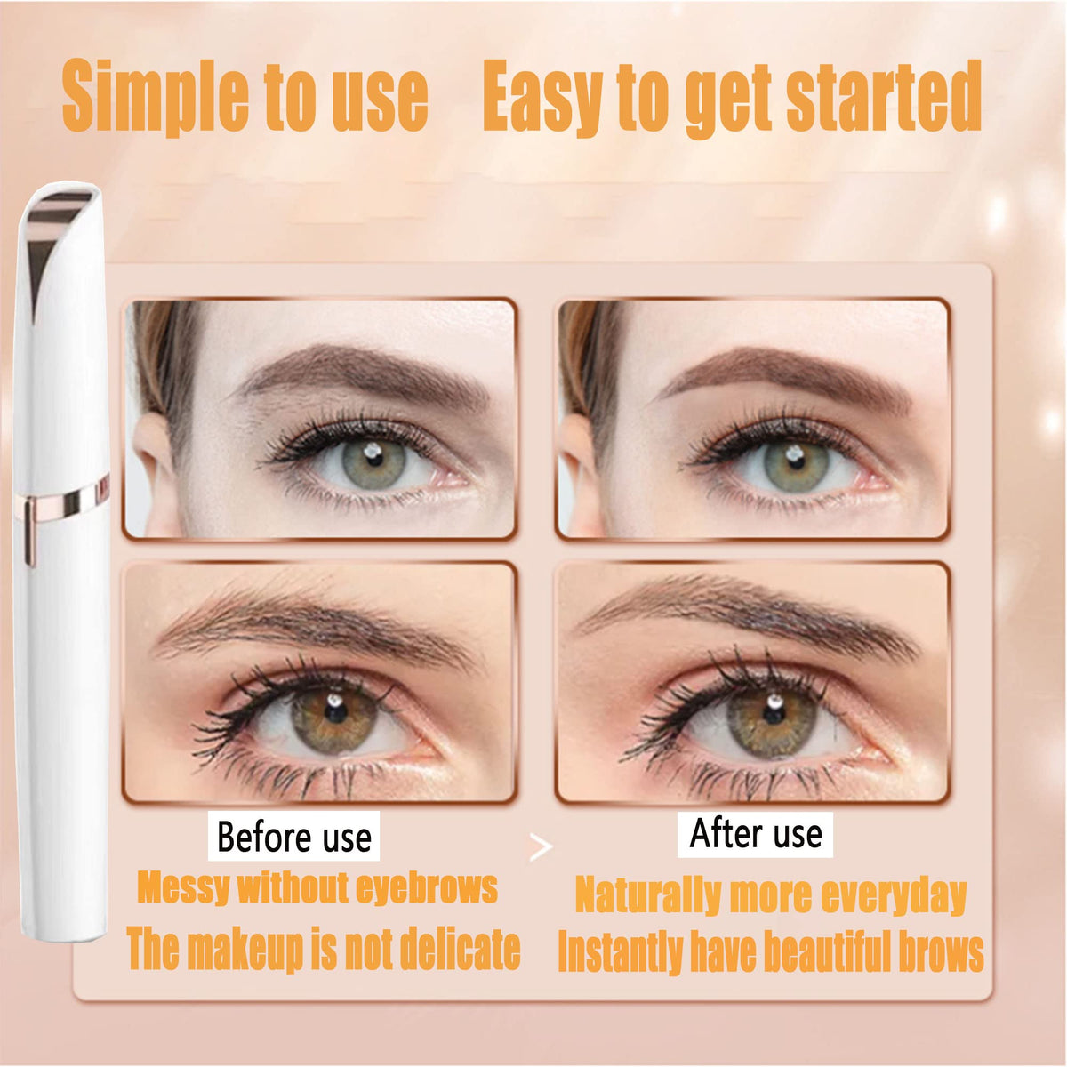 CaoXiong eyebrow trimmer precision head close up demonstrating safe skin contact