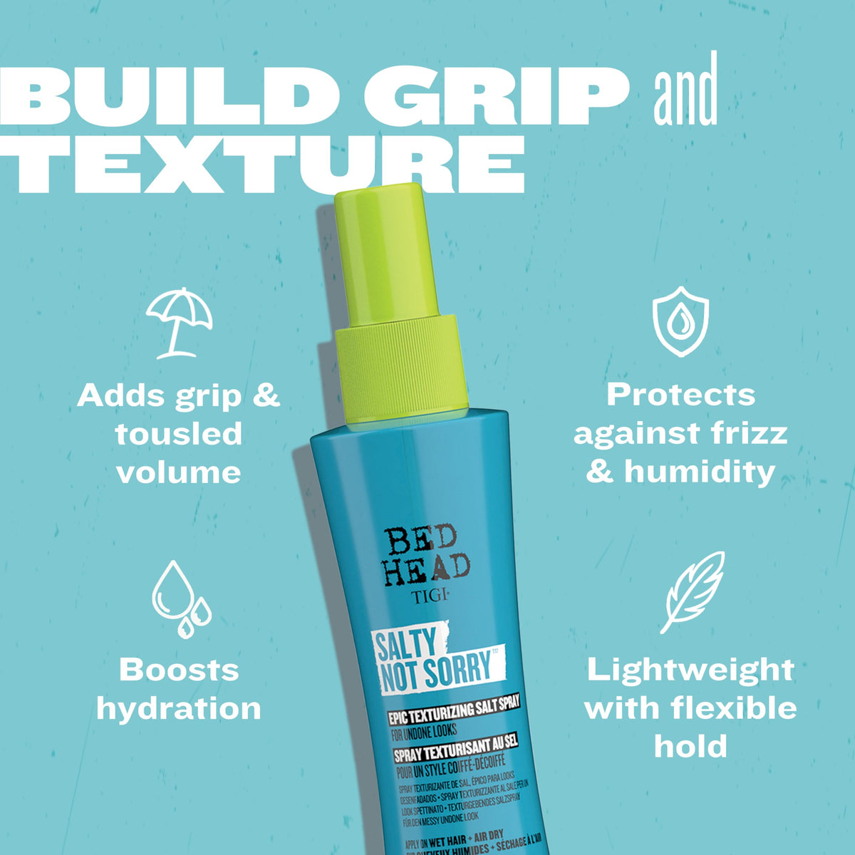 Close up of Tigi Bed Head Salty Not Sorry 100ml packaging