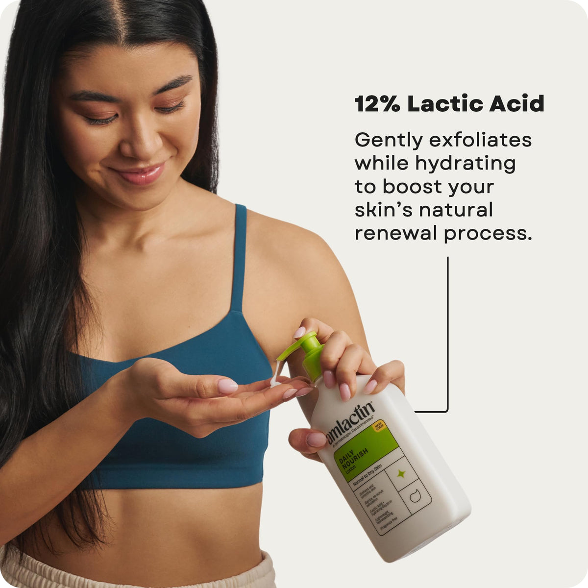 Authentic AmLactin daily nourish lotion imported fragrance free moisturizer bottle back label