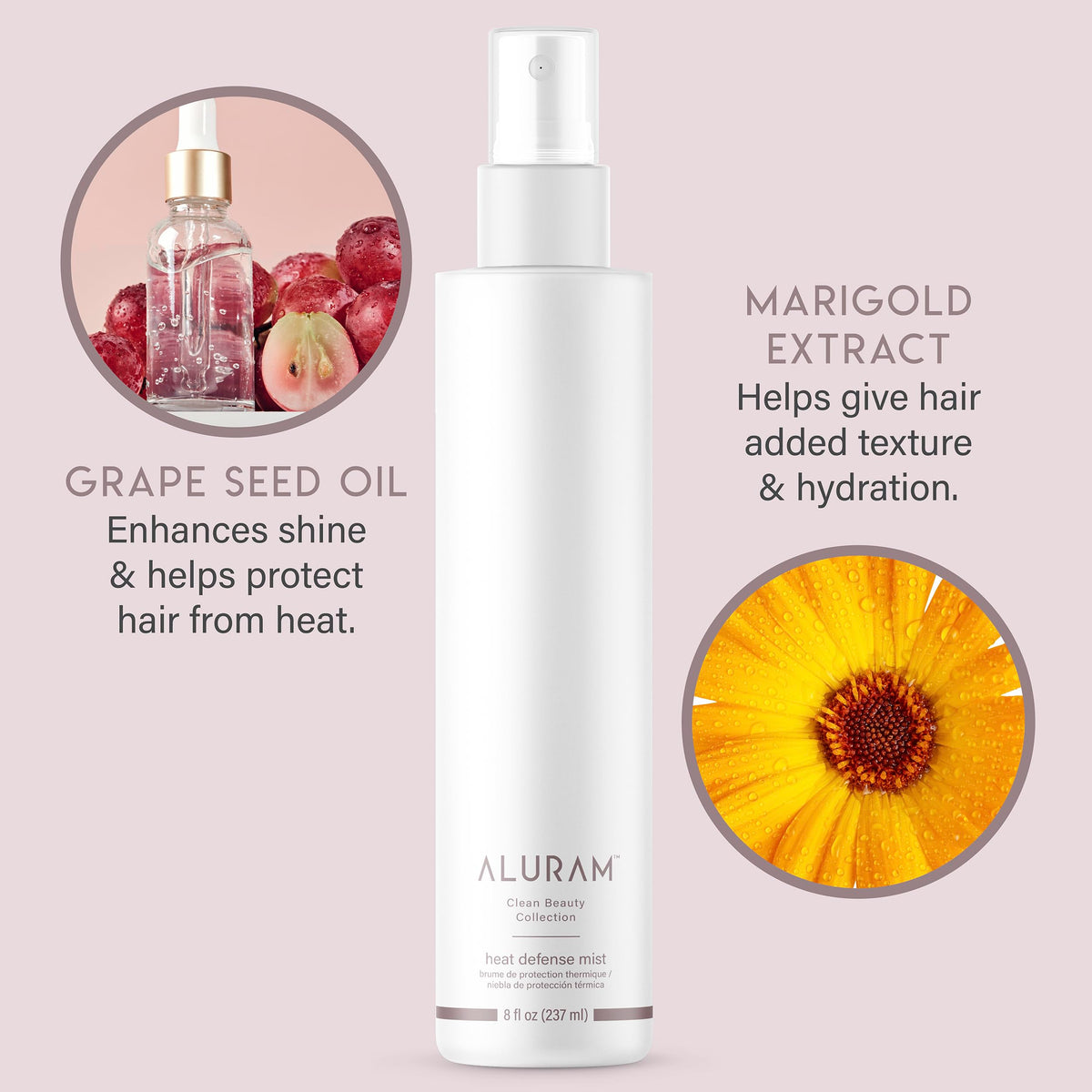 Model applying Aluram Heat Defense Mist to damp hair