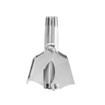 Close up of stainless steel manual nose hair trimmer blade tip