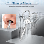 LIVINGO rounded safety tip scissors being held to demonstrate the compact travel size and comfortable grip.