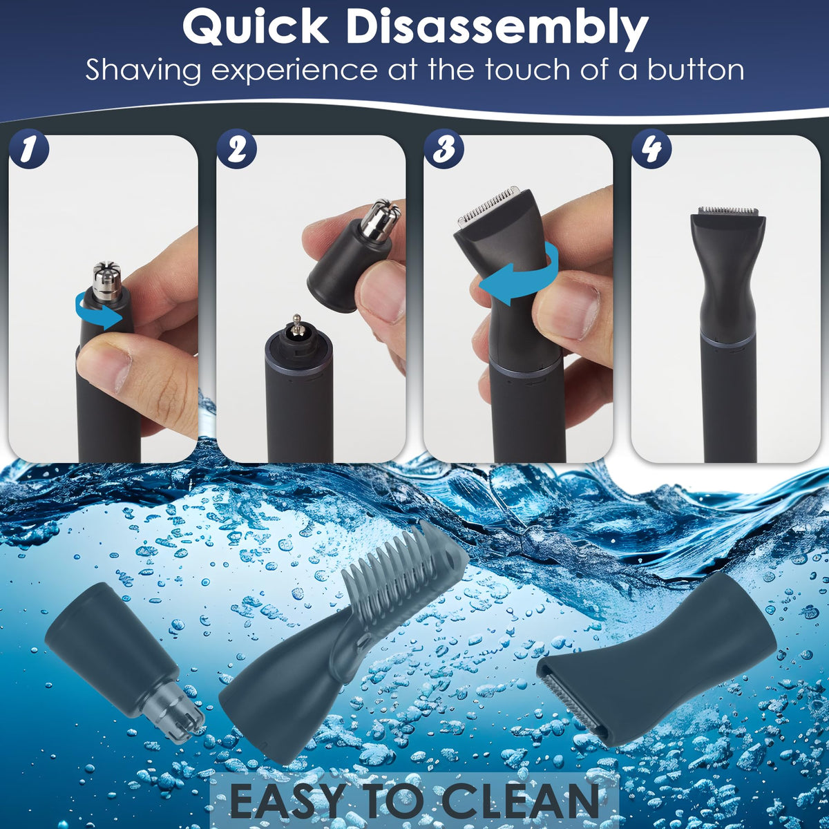 Side view of Ulaido rechargeable facial hair trimmer