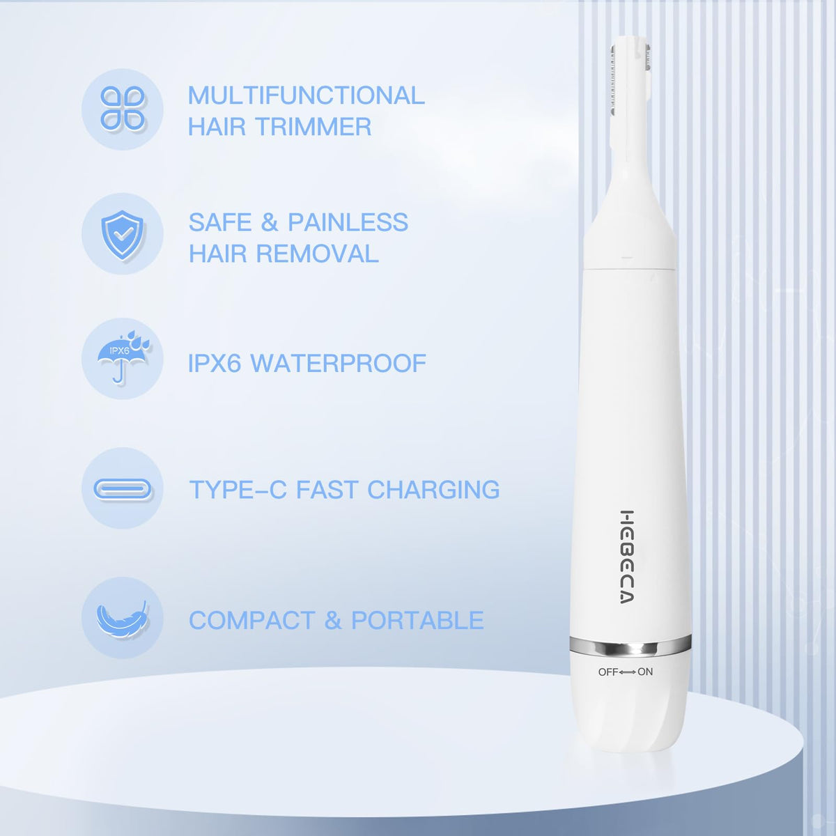 Hebeca electric trimmer with interchangeable heads