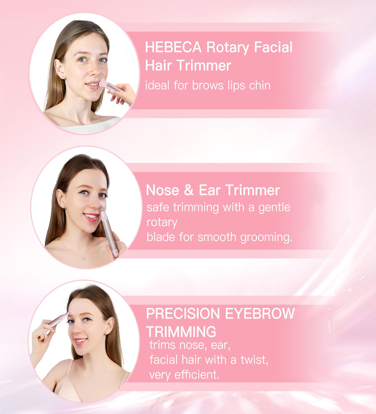 Hebeca electric trimmer with interchangeable heads