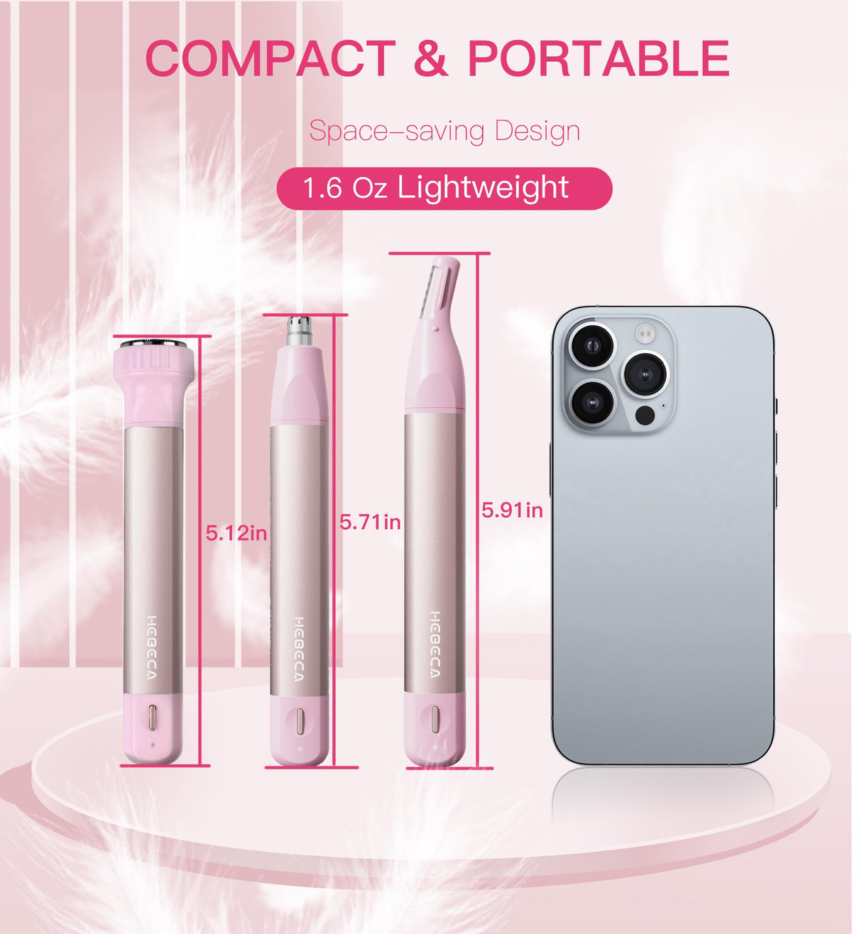 Compact Hebeca hair trimmer for travel