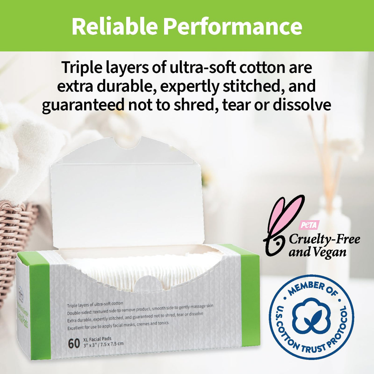 Texture comparison between the smooth application side and the gentle exfoliating side.