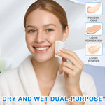 White triangular cosmetic wedges for liquid foundation blending and face contouring