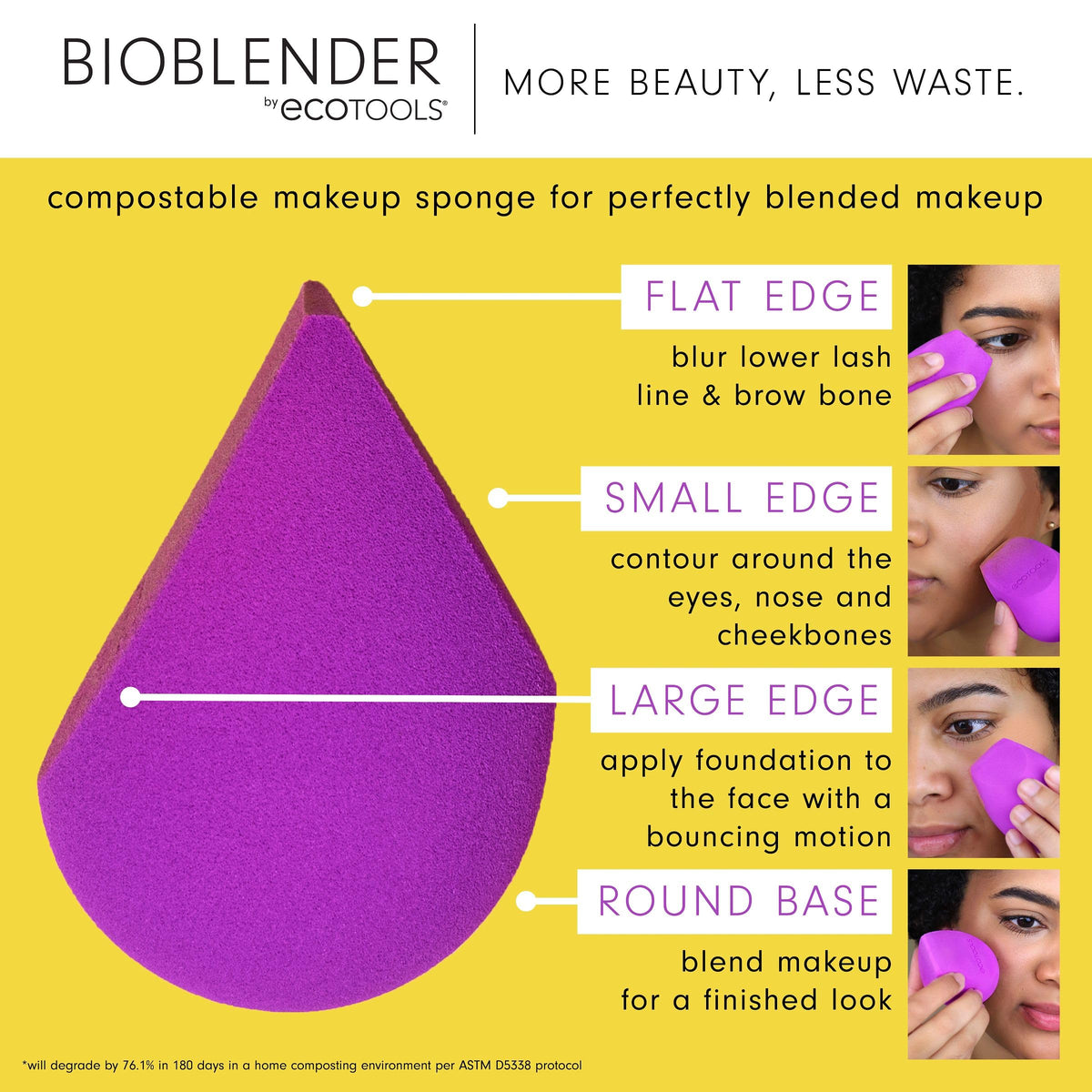 EcoTools Bioblender pack of two compostable makeup blenders in its original sustainable paper packaging.