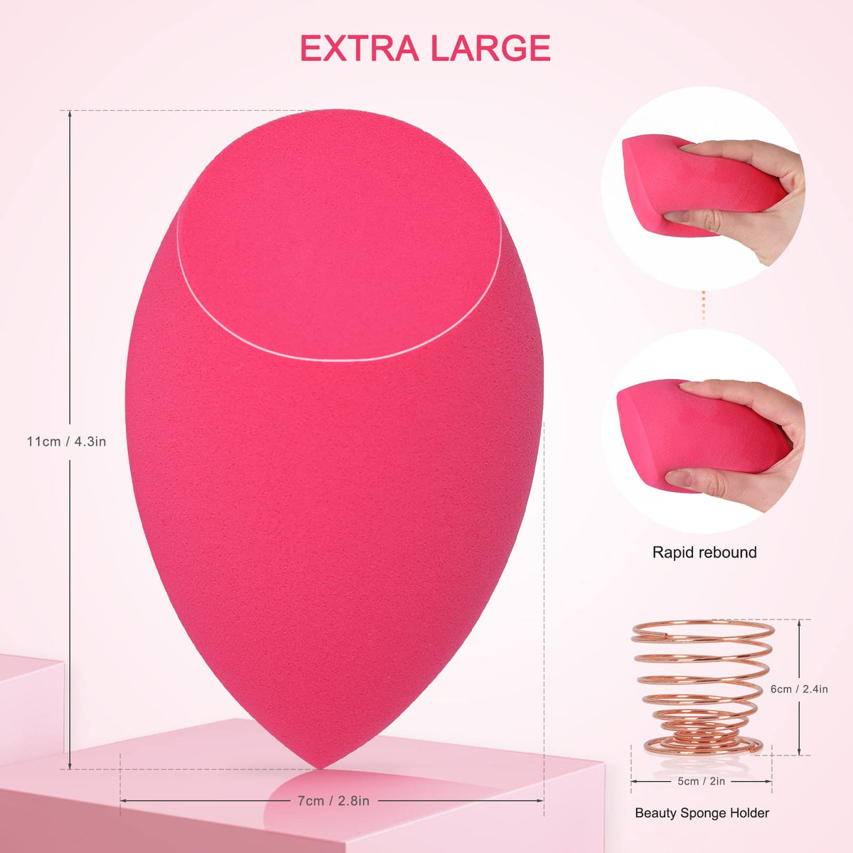 OtNiap 11cm oversized makeup sponge placed inside its included metal spiral holder.